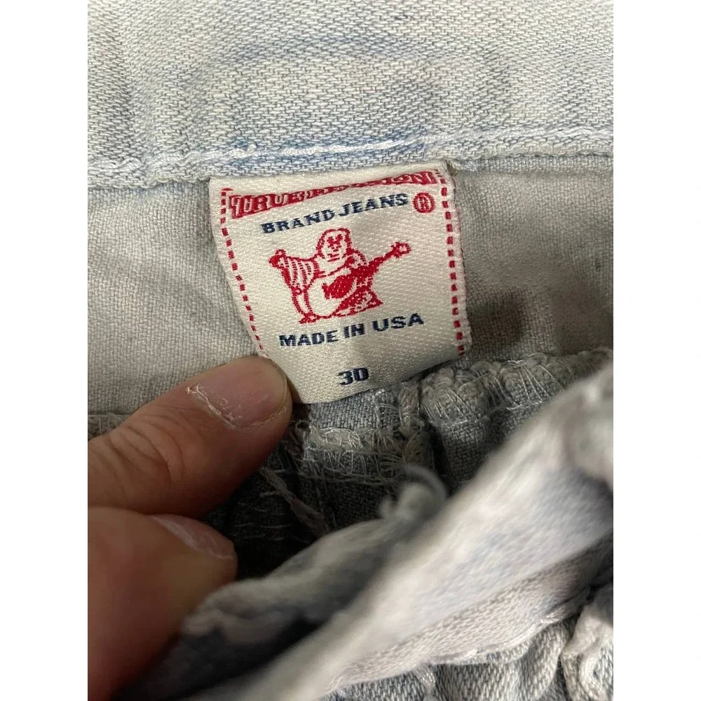 True Religion Ricky‎ Super T Denim Jeans Mens 30x31 Light Wash Distressed Y2K